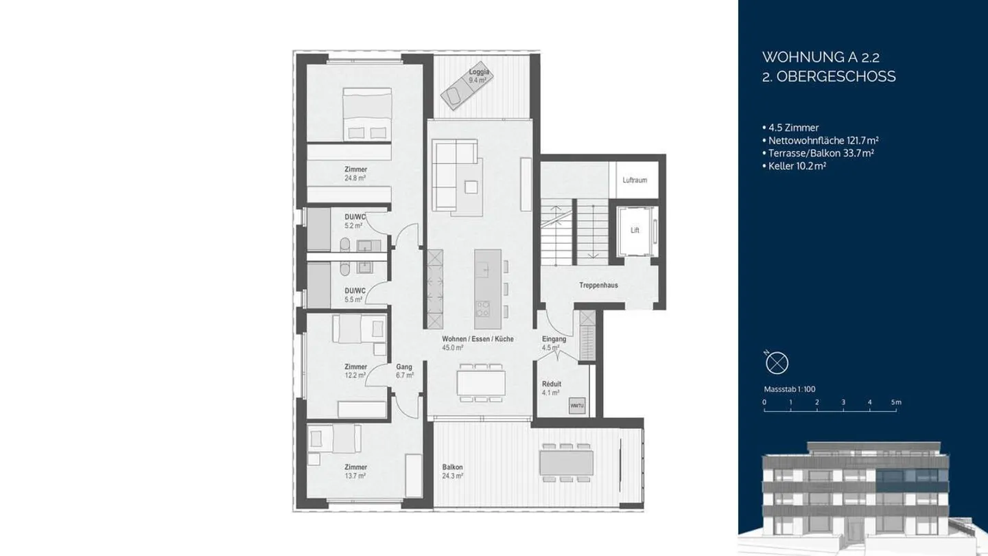 Appartamento da sogno 4½ locali con vista sul lago - Loggia e balcone inclusi - Foto 5 di 7