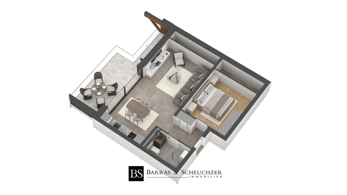 LOT 6 - Charmant appartement de 2,5 pièces sur le plan du dernier étage - Photo 3 sur 5