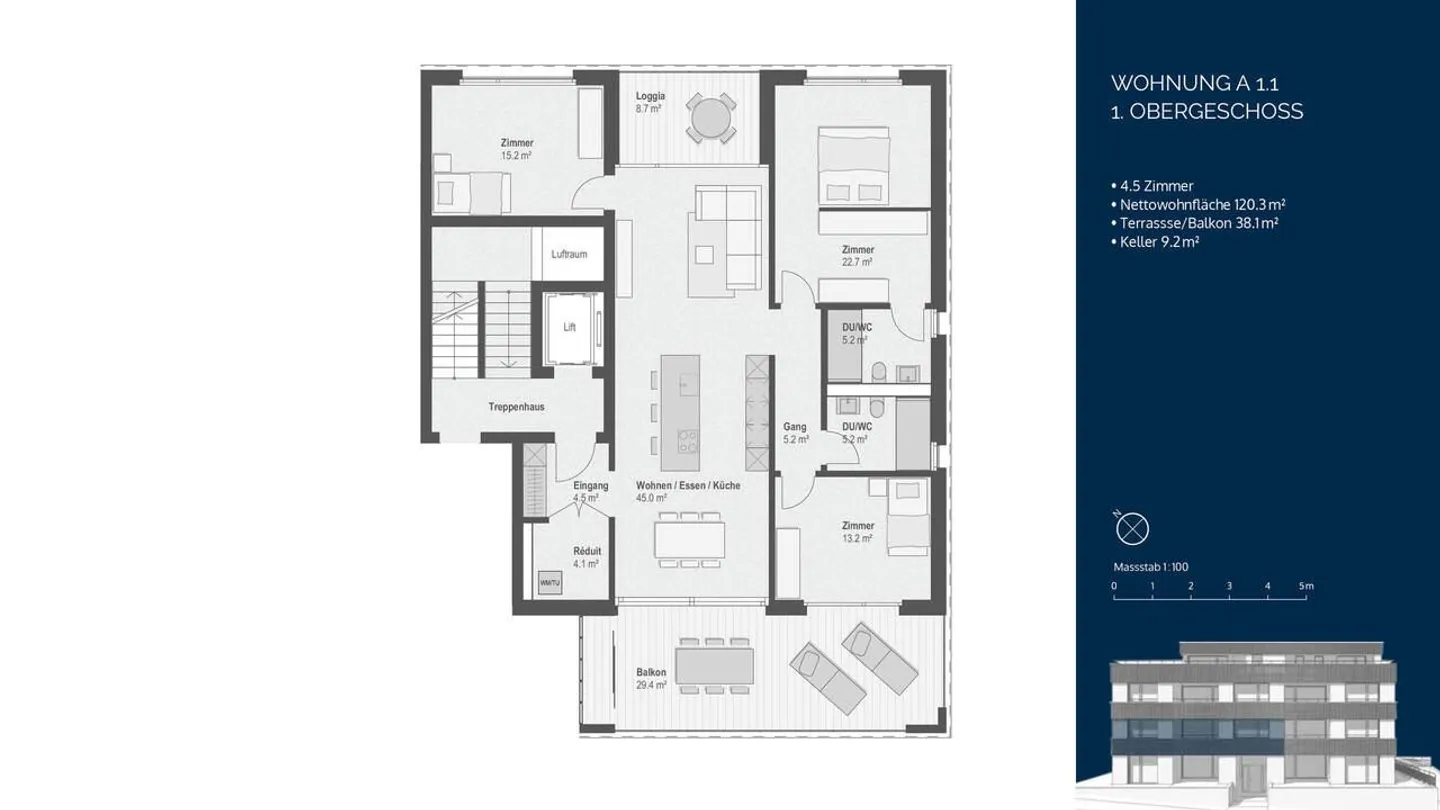 Appartamento da sogno 4½ locali con vista sul lago - Loggia e balcone inclusi - Foto 5 di 7