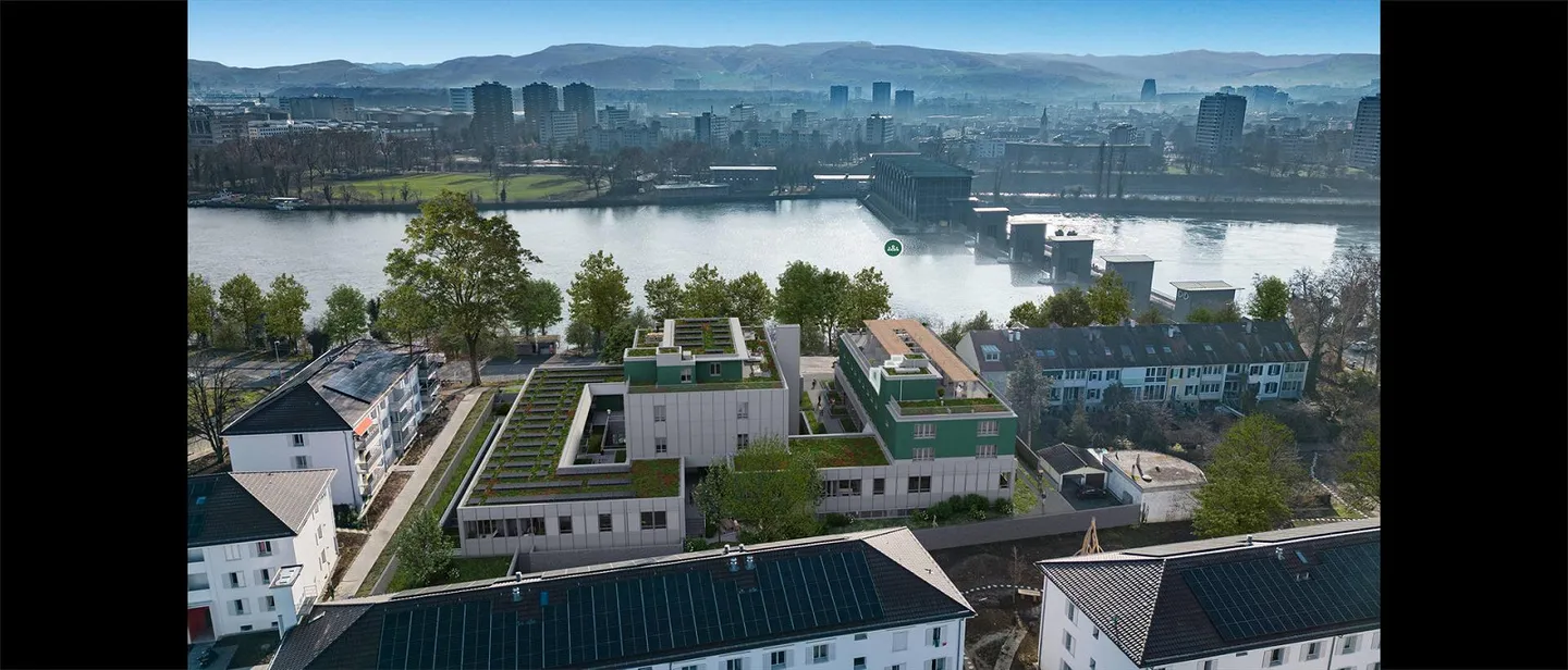 Nouvelle construction : appartement de 2,5 pièces avec section de terrasse sur le toit séparée directement sur le Rhin - Photo 1 sur 5