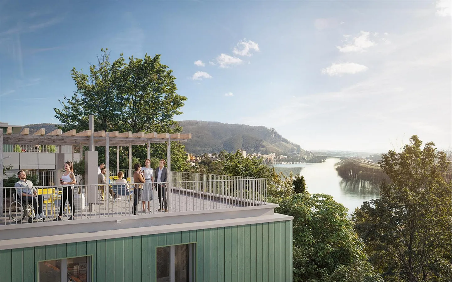 Nouvelle construction : appartement de 2,5 pièces avec section de terrasse sur le toit séparée directement sur le Rhin - Photo 2 sur 5