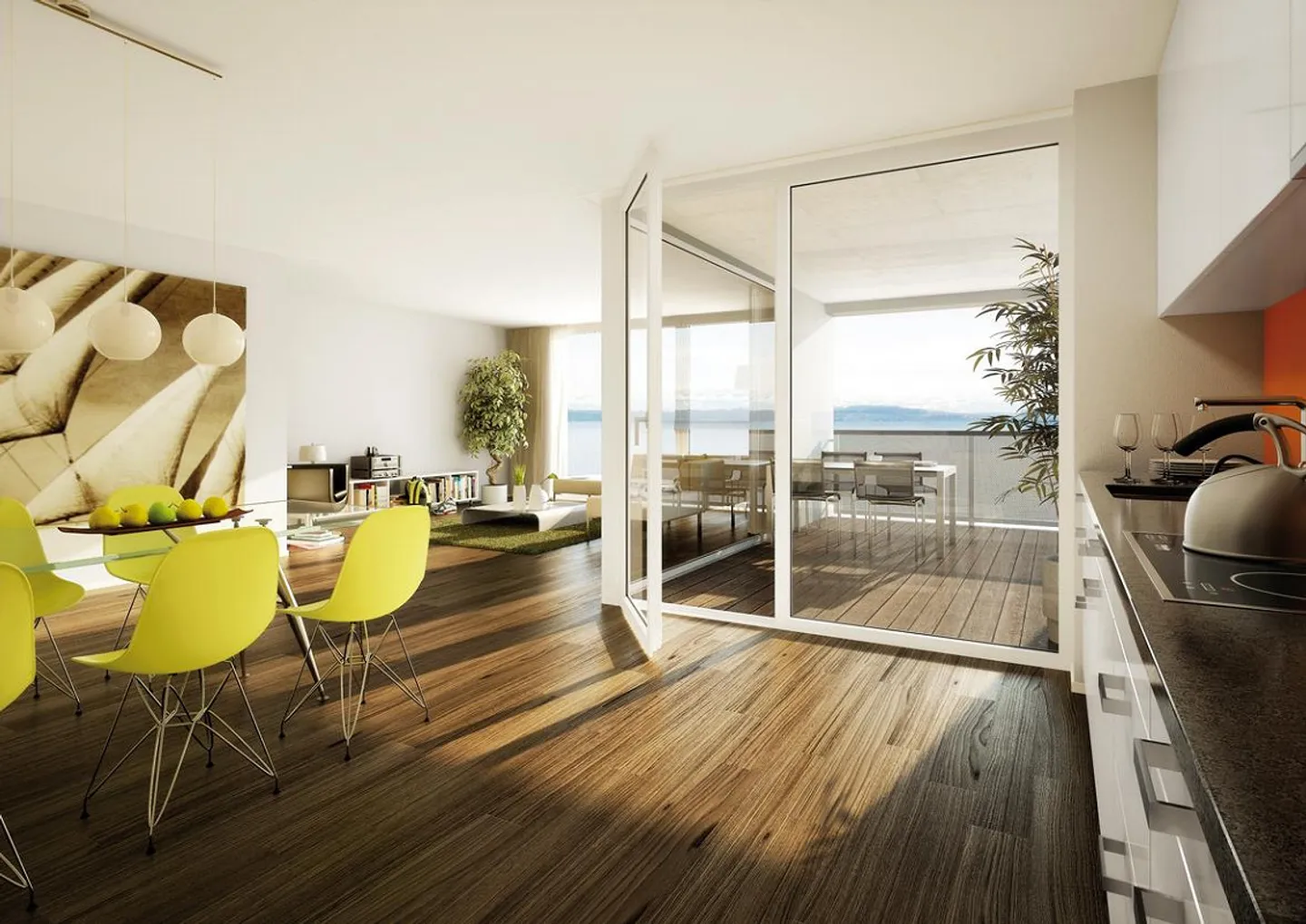 Magnifique appartement de 3,5 pièces, pieds dans l'eau et plage privée - Foto 3 di 5