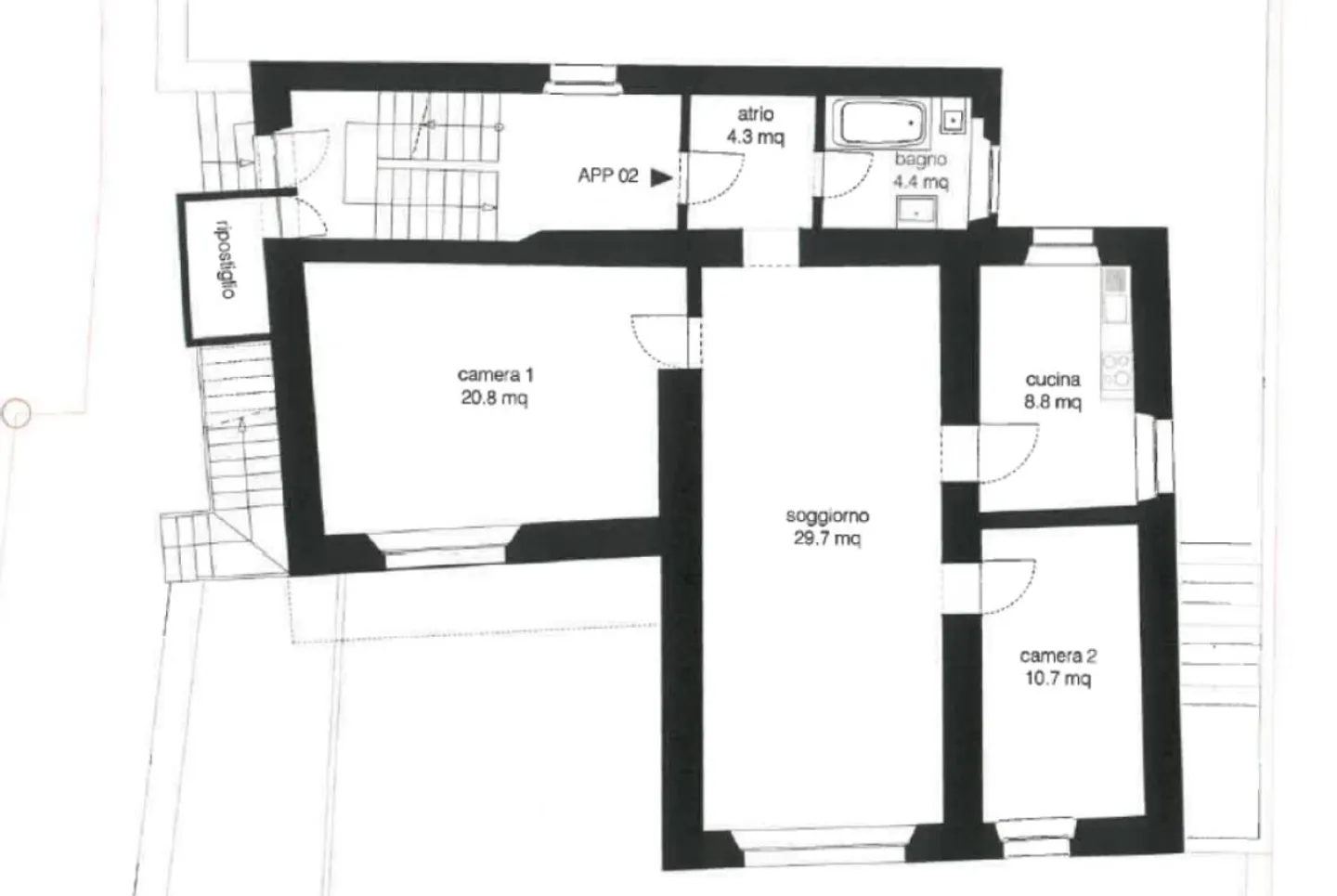 Bell'appartamento di 3,5 locali al 1° piano nel cuore di Tegna - Foto 11 di 11