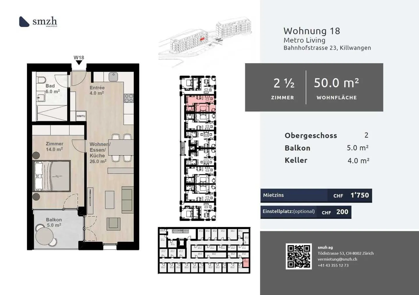 Appartamento 1,5 locali con balcone - urbano e centrale a Killwangen - Foto 2 di 9