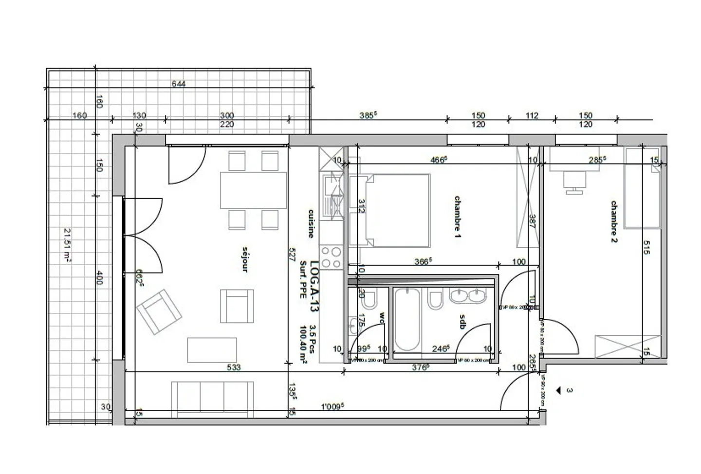3,5-Zimmer-Wohnung für CHF 1'550.-/Monat inklusive Nebenkosten - Foto 2 von 4
