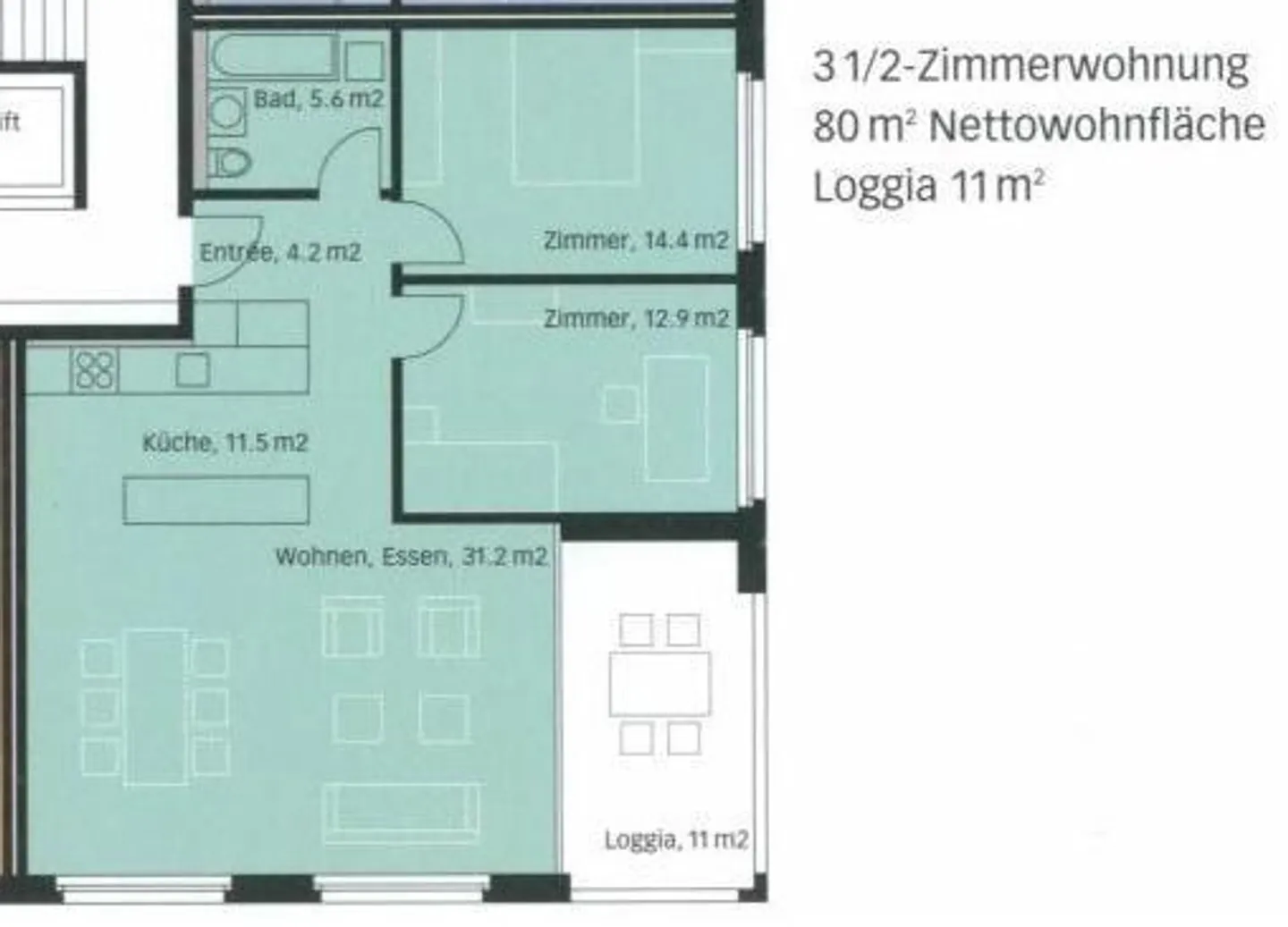 Ihr Platz im Grünen - 3.5-Zimmer-Wohnjuwel mit Loggia! - Foto 6 von 6