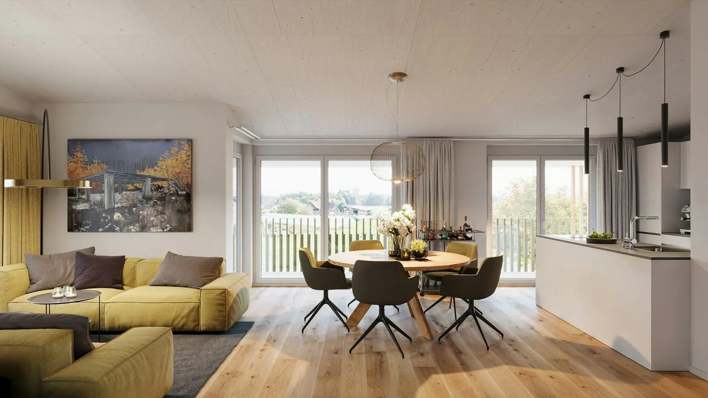 Attraktive 3 1/2 Zimmer Neubauwohnung mit Blick ins Grüne - Foto 4 von 5