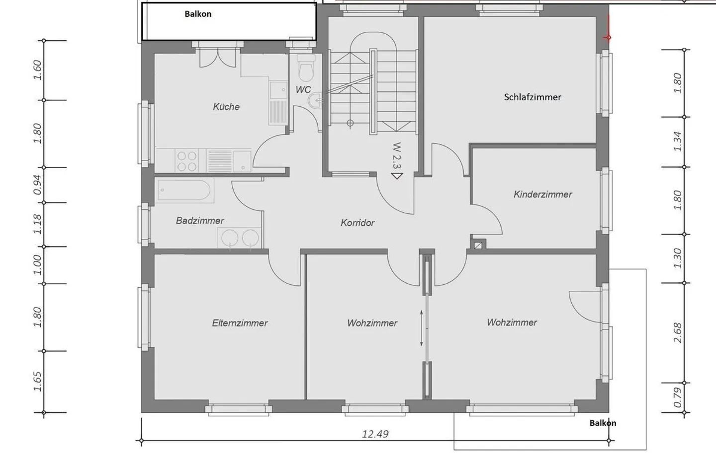 Sanierte 5 Zimmer Wohnung mit zwei Balkons - Foto 12 von 12