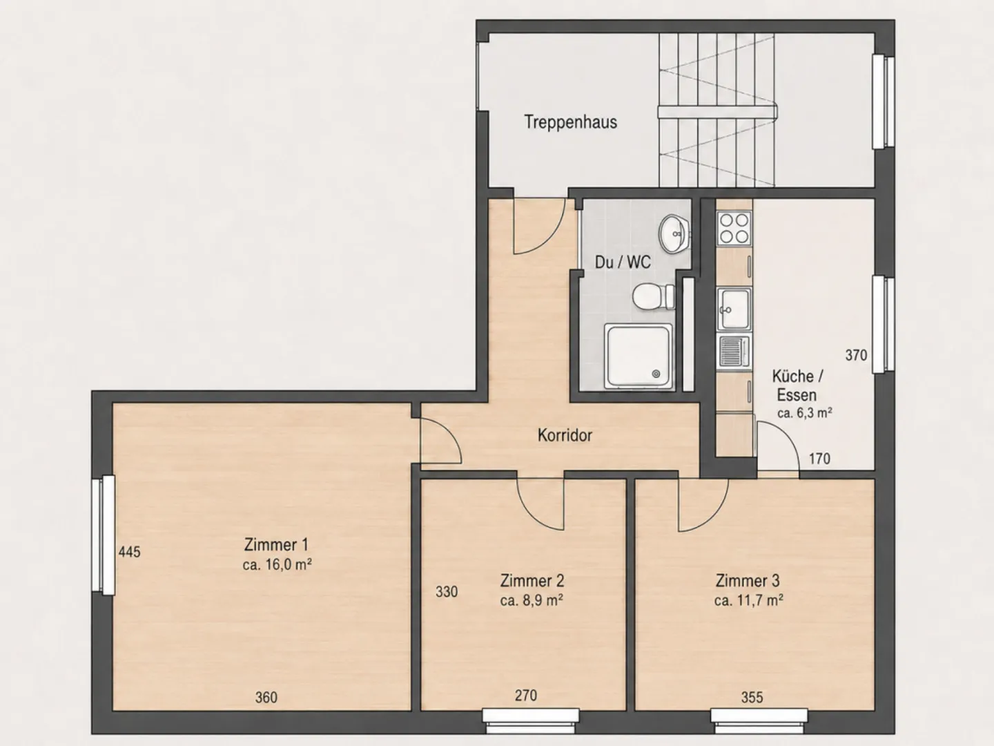 Helle 3-Zimmer-Wohnung in St. Gallen - Foto 7 von 8