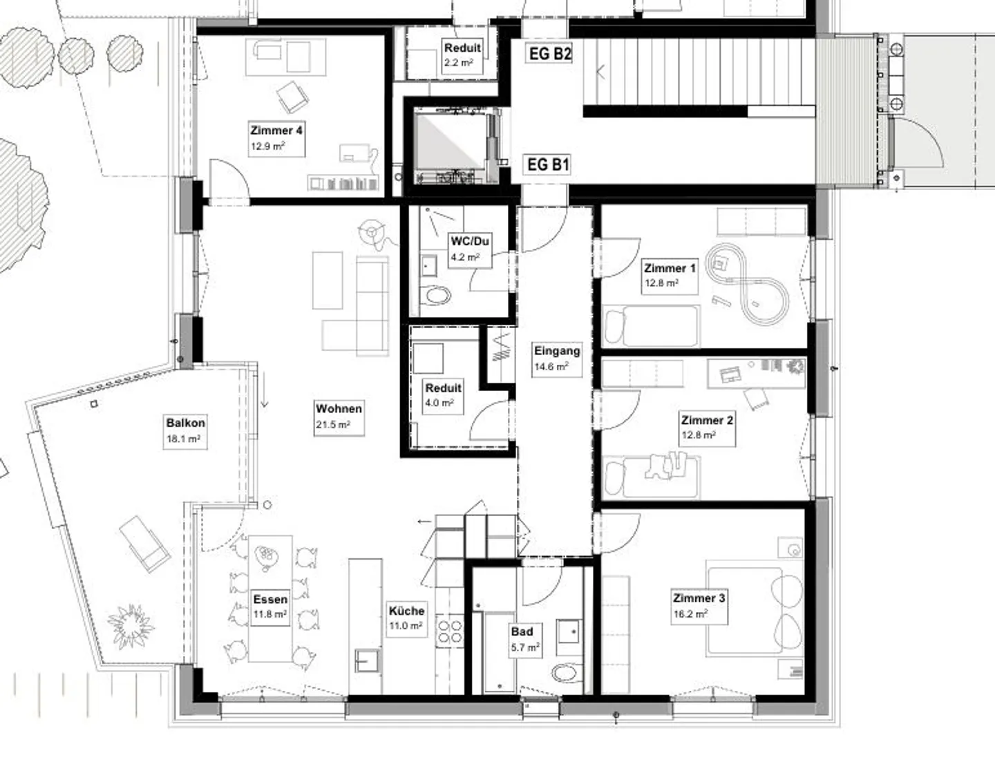 Appartement moderne de 5,5 pièces au rez-de-chaussée dans un quartier calme - Photo 9 sur 9