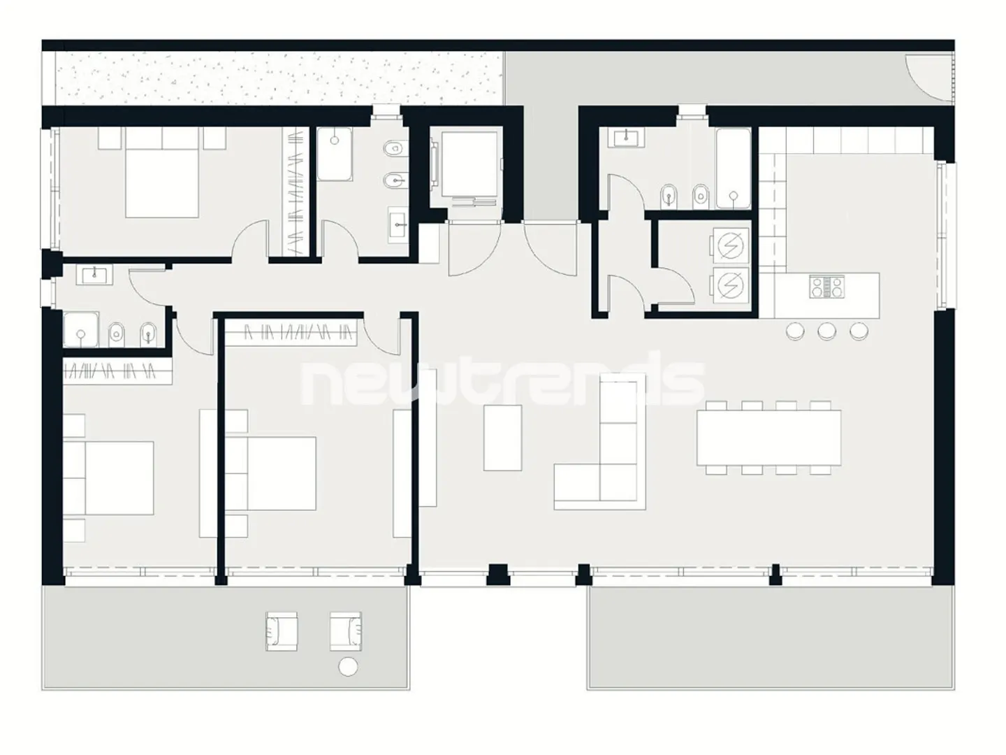Prestigious 4.5-room apartment with terrace and lake view in Viganello. - Photo 8 of 8