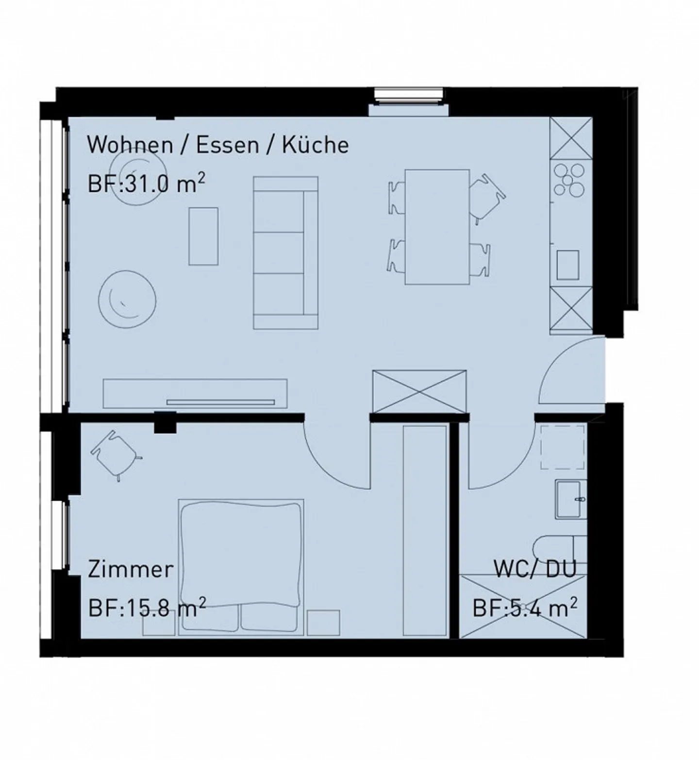 2.5-room apartment with private seating area and garden - Photo 5 of 5