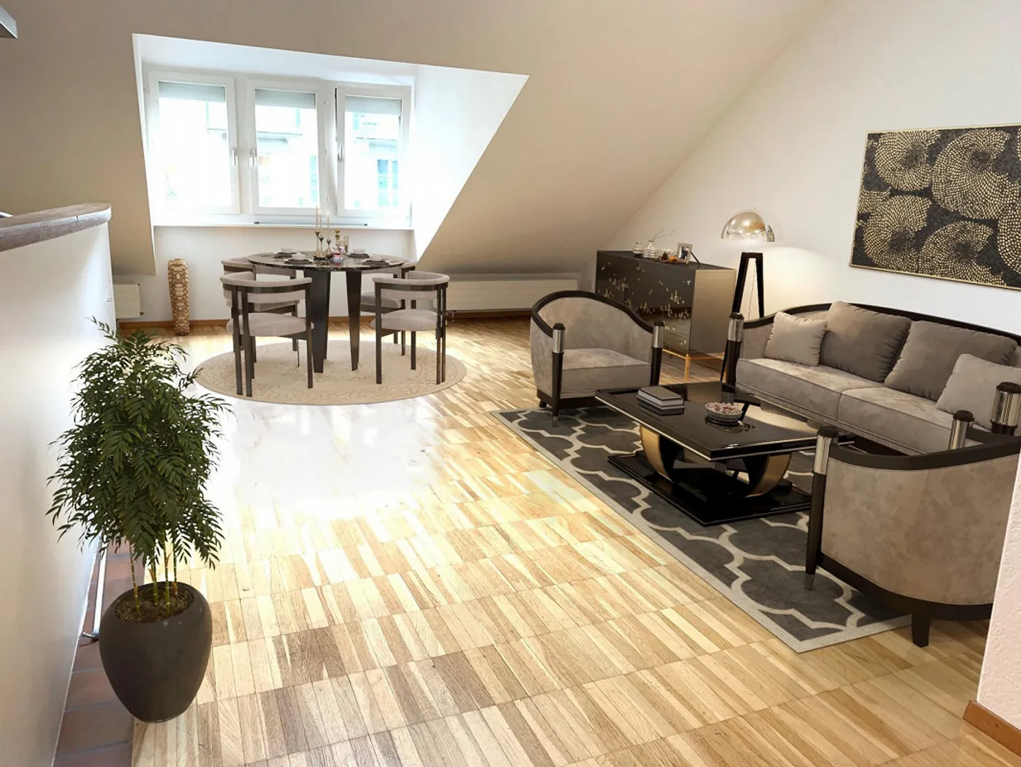 Wunderschöne Duplexwohnung mit Mansardendach im Herzen von Fribourg - Foto 2 von 4