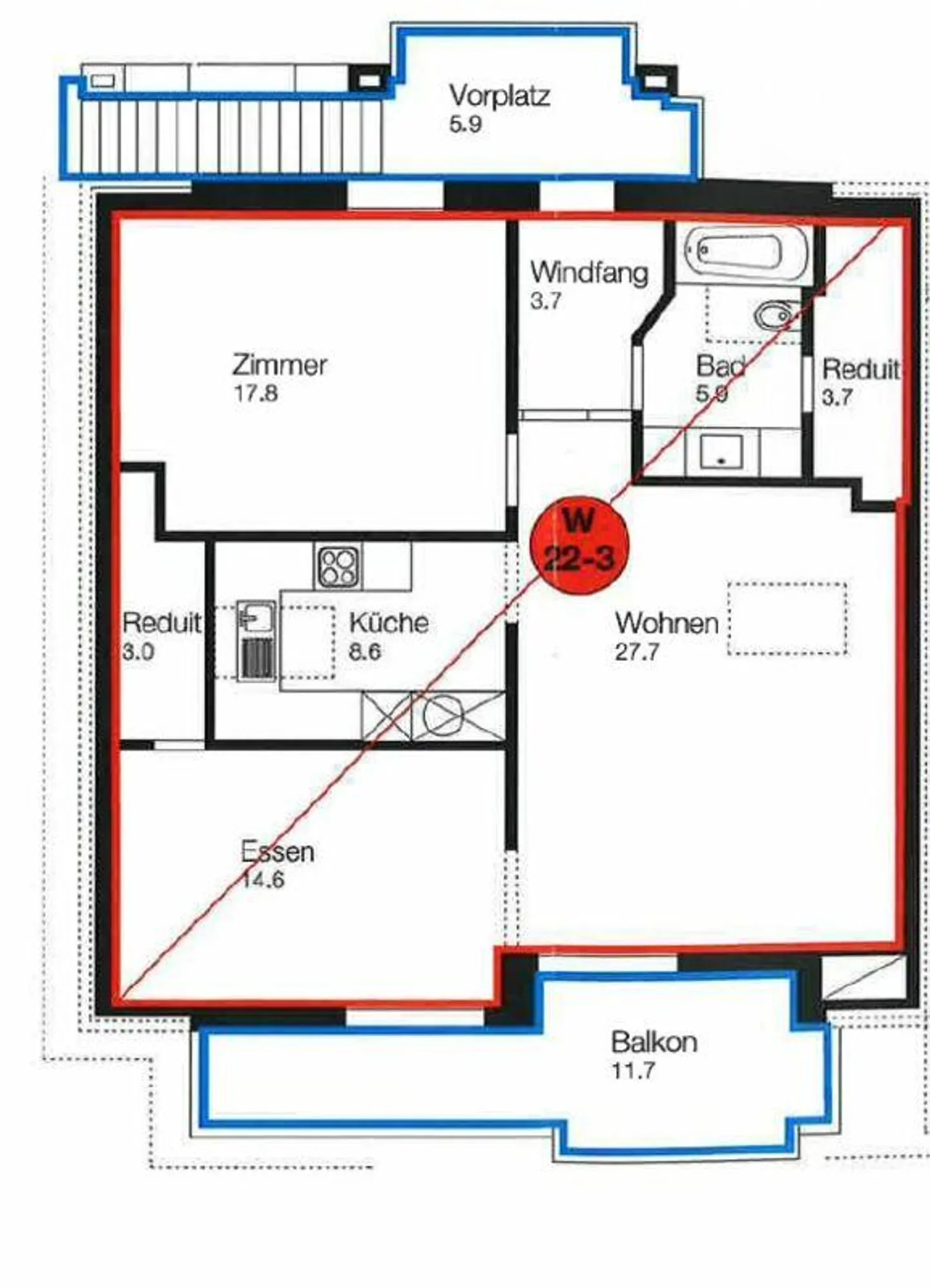 Gepflegte 3 Zimmer Dachwohnung mit Potential (BAURECHT) - Foto 10 von 10
