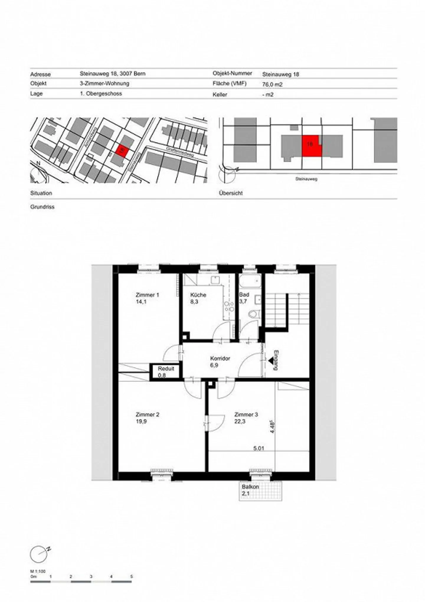 Newly renovated 3-room old apartment with balcony in a quiet location in Bern - Photo 12 of 12