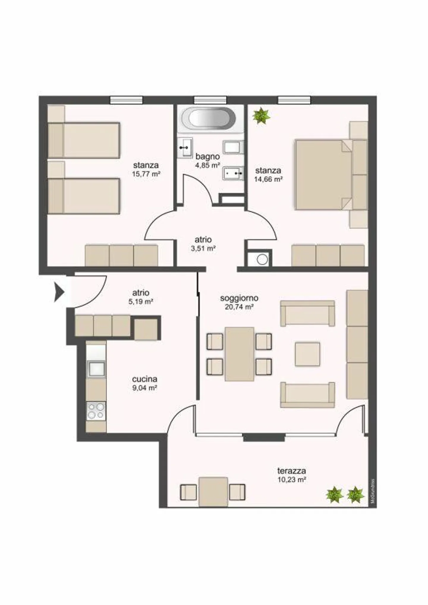 6100 Bellinzona, Via Ghiringhelli 23e, Wohnung 216 - Foto 5 von 13