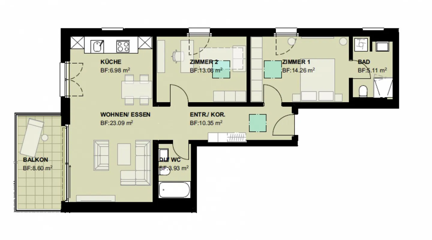Newly built 3.5-room apartment with balcony on the 4th floor - Photo 2 of 13