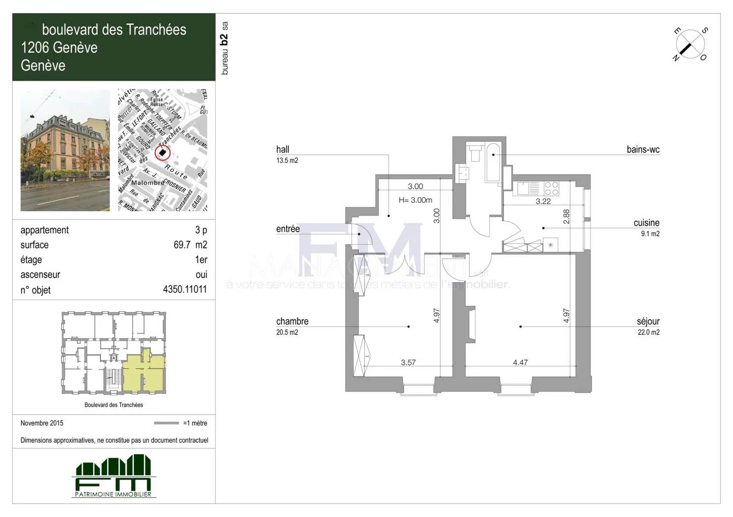 Florissant/Malagnou, Bvd des Tranchées - 3 Zimmer von ca. 70m2 im 1. Stock - Foto 7 von 7