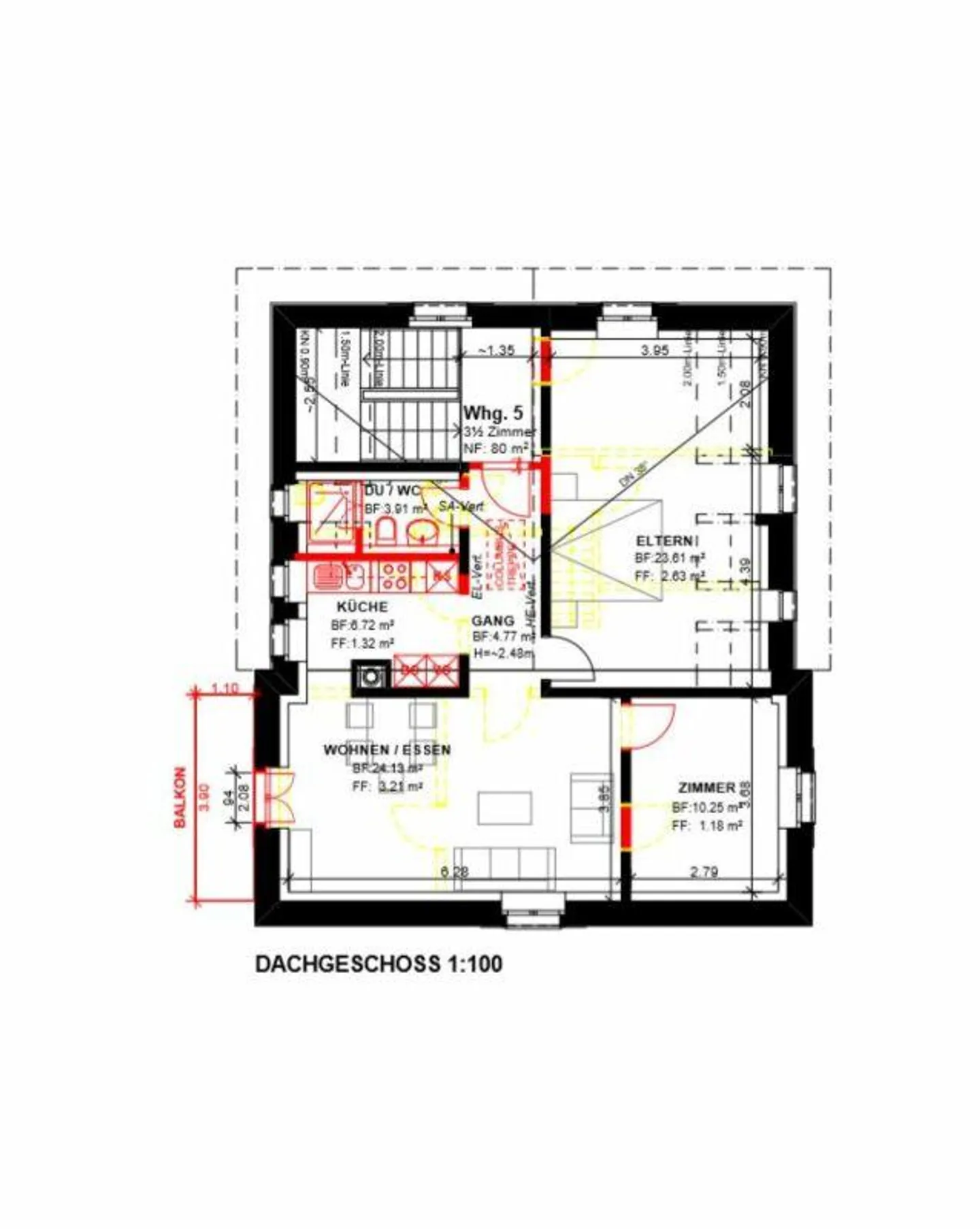 For rent 3-room attic apartment at Wylandstrasse 3a in Winterthur - Photo 4 of 11