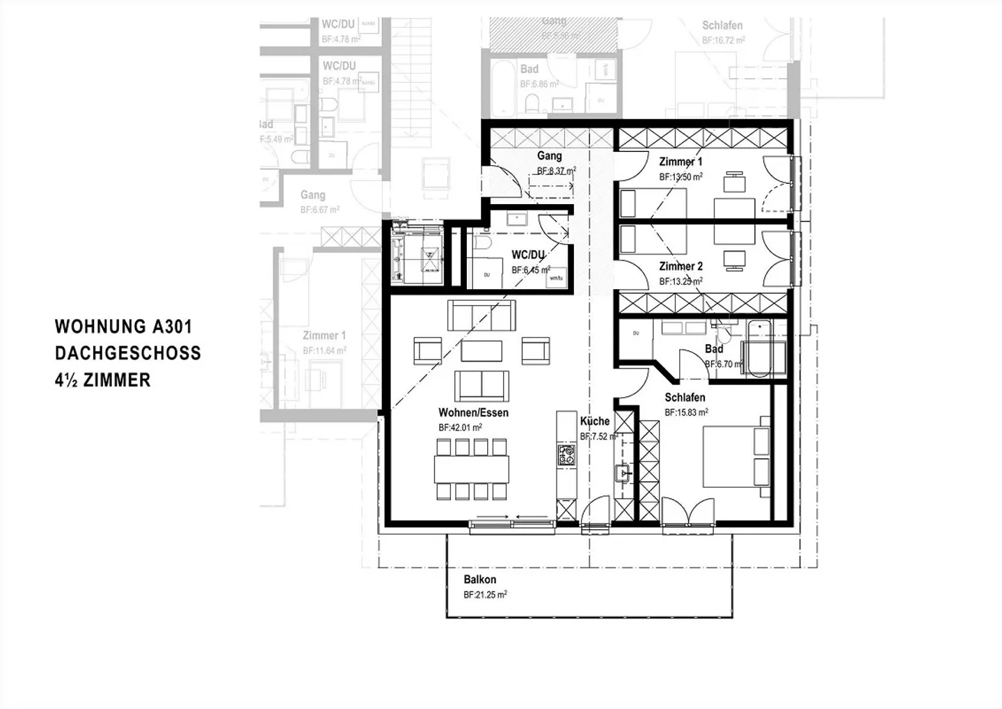 Appartement de 4,5 pièces à louer dans les combles - Photo 14 sur 15