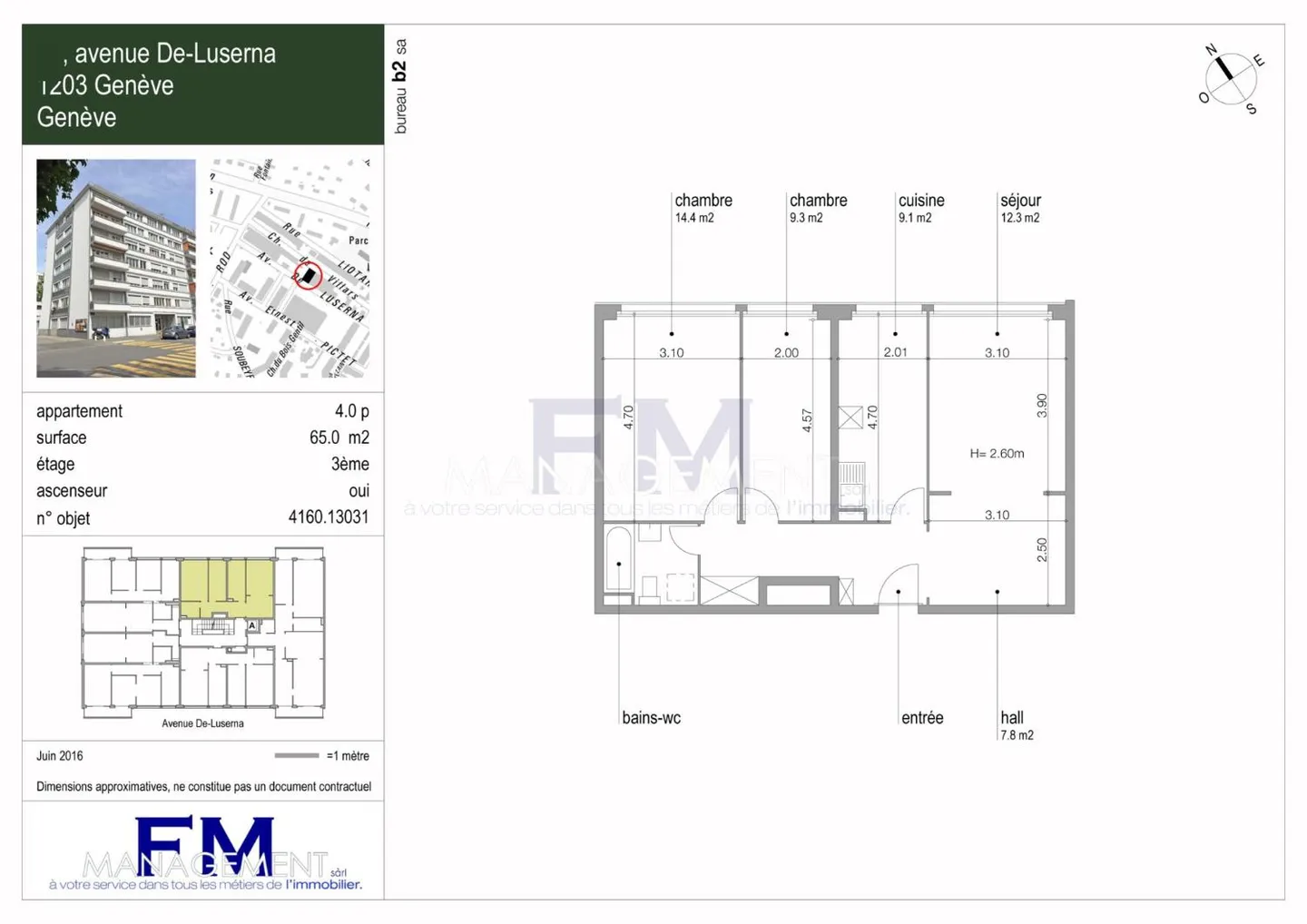 Servette, Avenue de Luserna, 4 stanze al 3° piano, ca. 65m2 - Foto 11 di 11