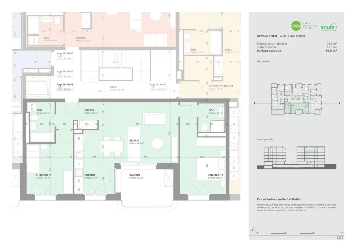 Prairie 2 - 3,5-Zimmer-Wohnung im 4. Stock - Foto 12 von 14