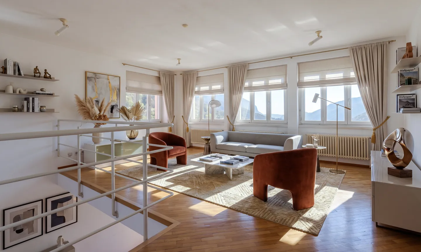 HISTORISCHE WOHNUNG MIT 9 ZIMMERN UND PANORAMATERRASSE IN AROGNO - Foto 4 von 9