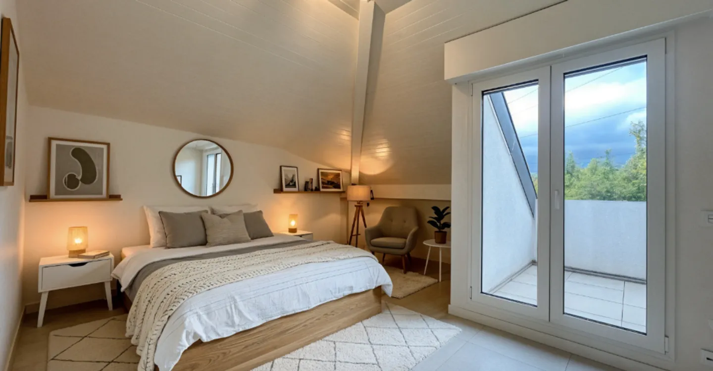 3-Zimmer-Penthouse von 91m2 PPE in ruhiger Lage mit freiem Blick - Foto 3 von 7