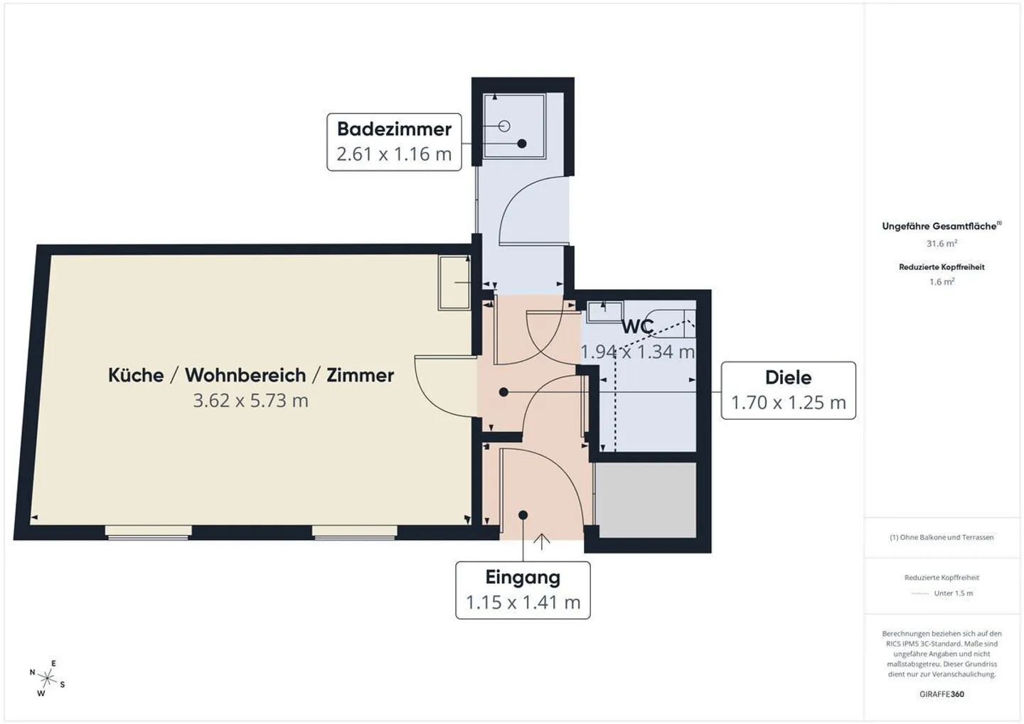 Helle und praktische 1-Zimmer-Wohnung in zentraler Lage in Flüh - Foto 6 von 6