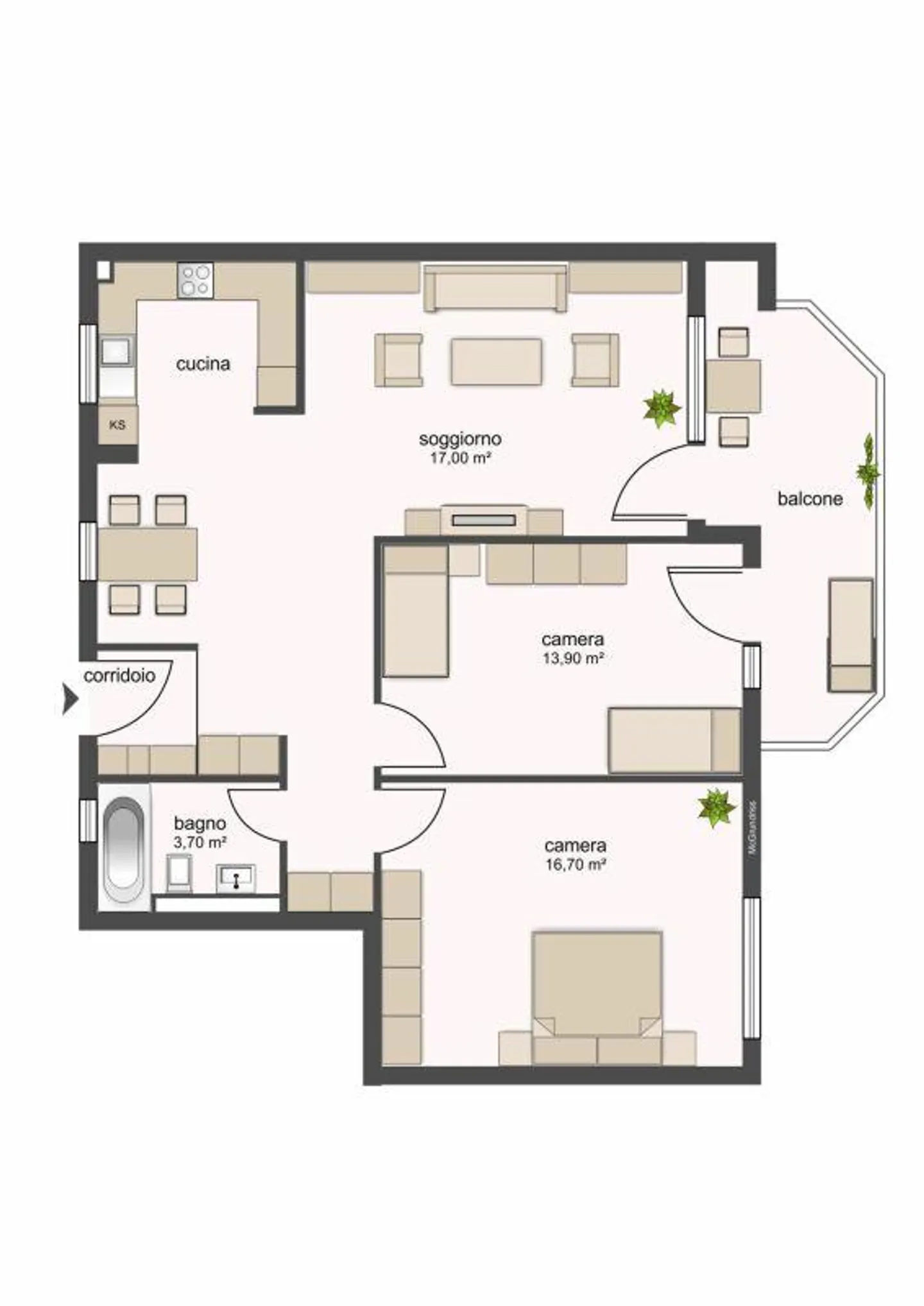 8300, Tenero, Residenza Francesca 11, Wohnung 3039 - Foto 1 von 5