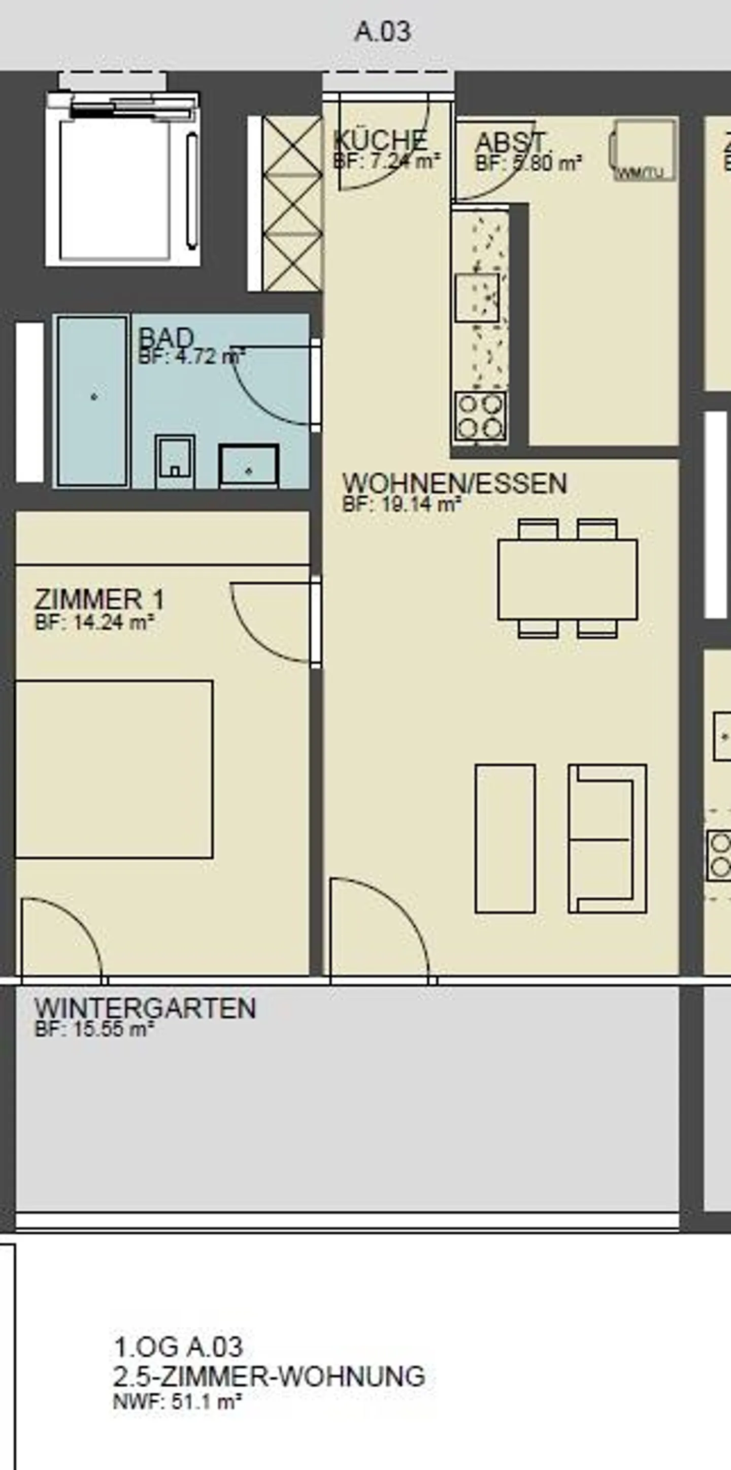 Moderne 2.5 Zimmerwohnung - Foto 7 von 8