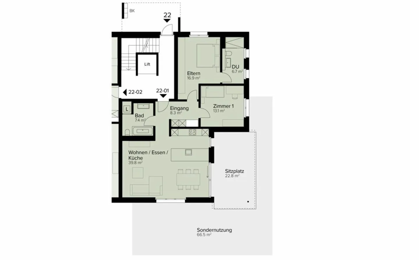 113 m² | 3.5-Room Apartment "Rosenberg" - Photo 14 of 14