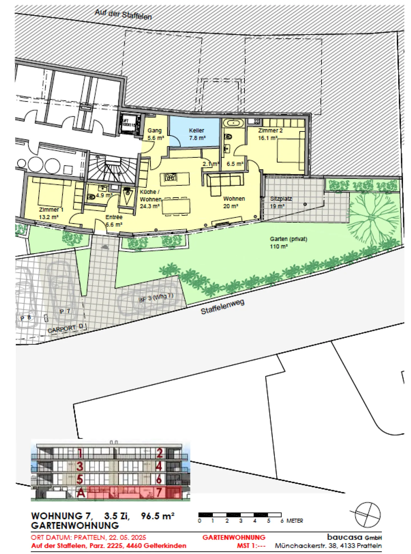 Neubau-Gartenwohnung Nr. 7: 2 Nasszellen, Sitzplatz, 110 m² Garten, Carport, Keller, WM/TU - Photo 2 of 4