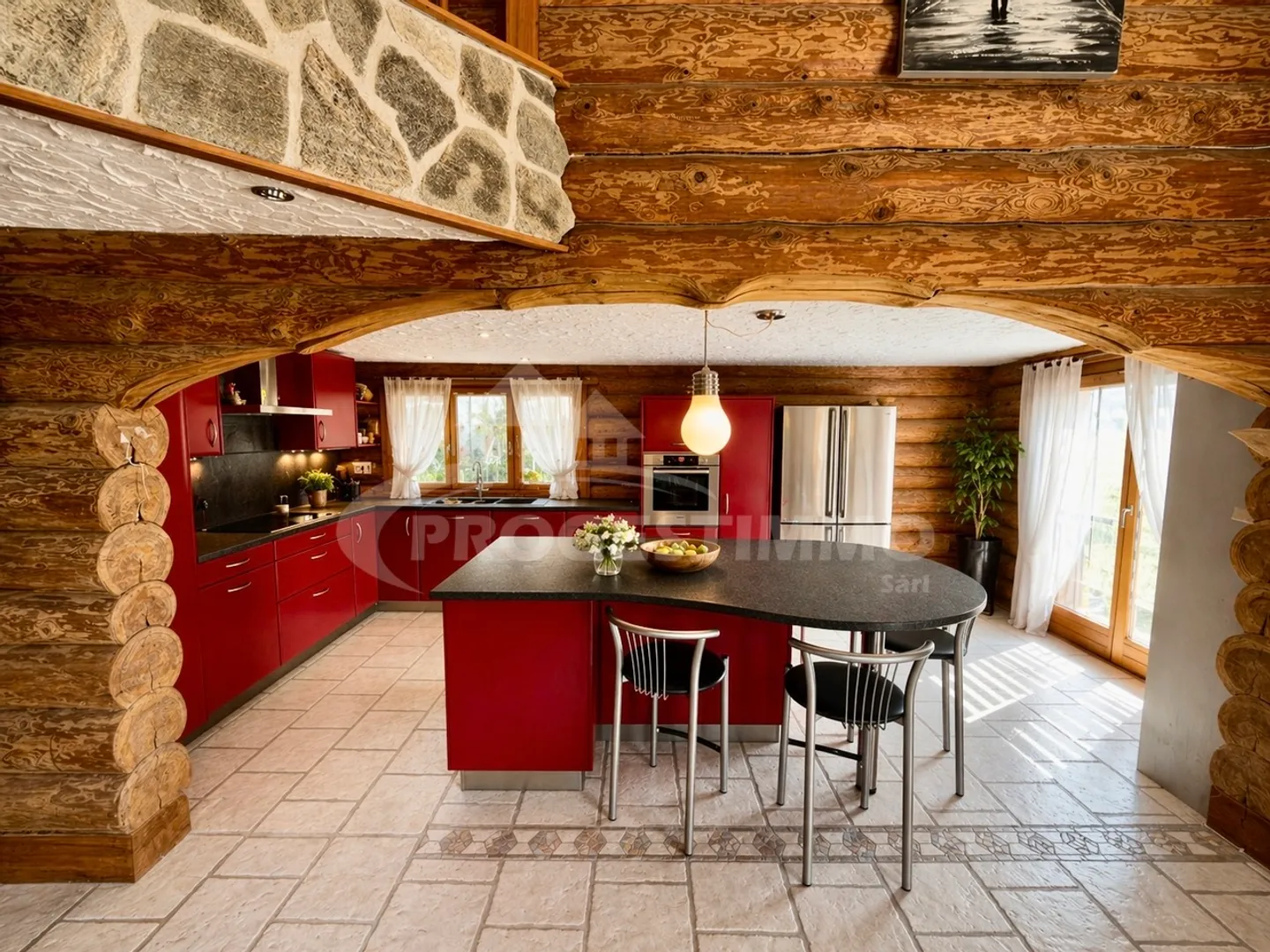 Außergewöhnliches Einfamilienhaus aus Holzstämmen - Foto 3 von 13