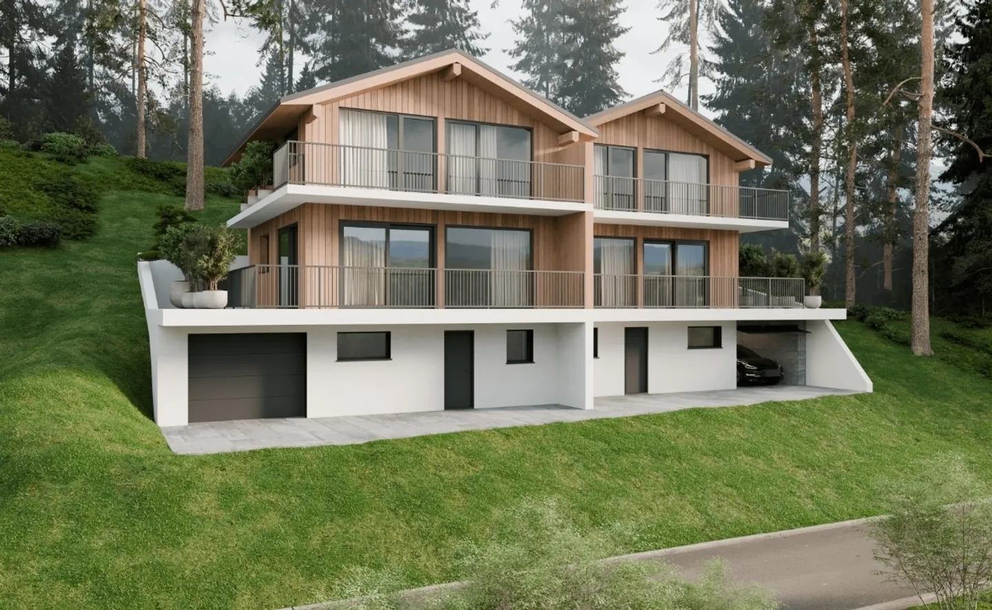 Zeitgenössisches Doppelhaus-Chalet nach Plan - 5,5 Zimmer in Euseigne (Hérémence) - Foto 1 von 8