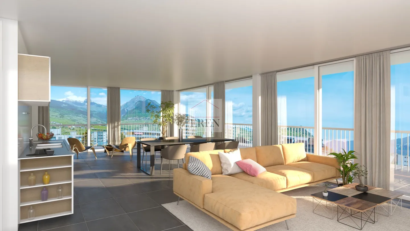Attico panoramico 4,5 locali completamente vetrati con balcone-terrazza angolare di 72m2 - Foto 2 di 10