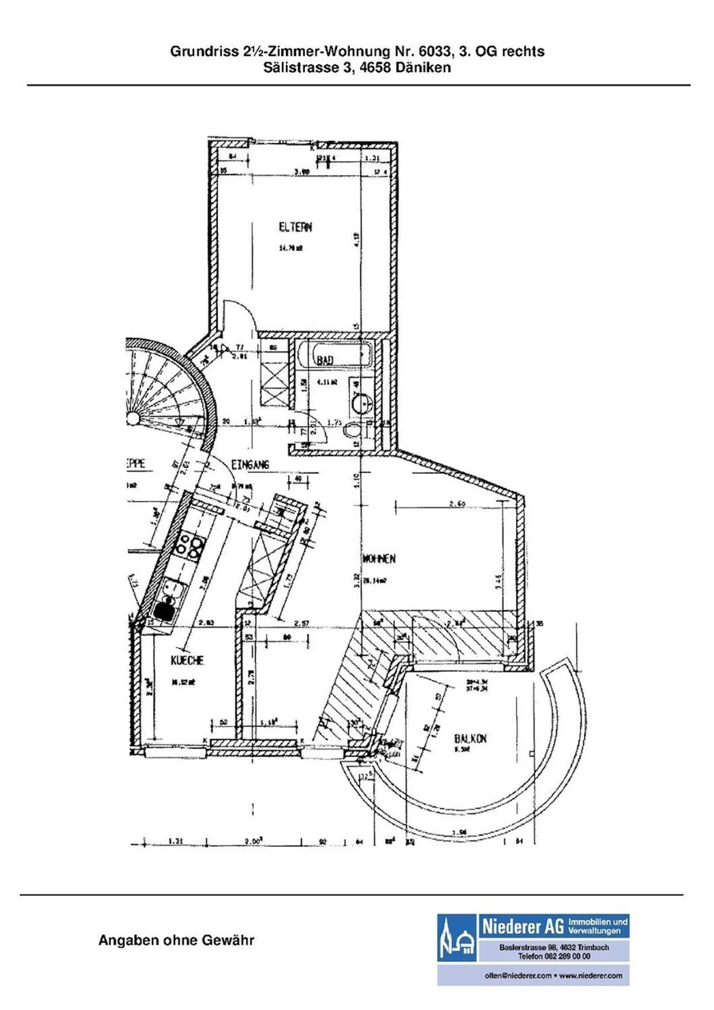 schöne 2 ½-Zimmer-Wohnung , 60m2 - Foto 7 von 8