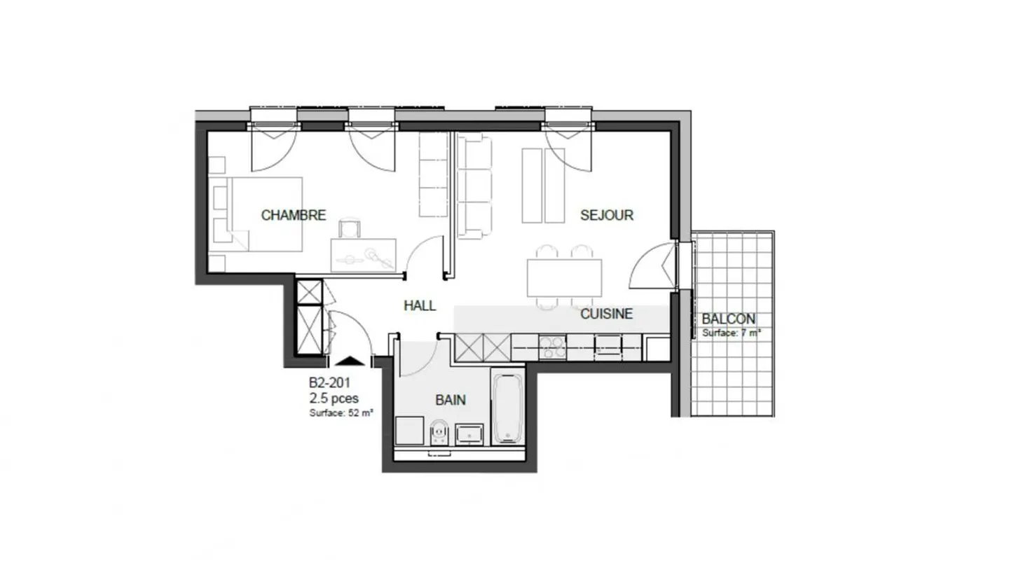 Appartement 2,5 pièces avec balcon. Équipements selon les souhaits de l'acheteur ! - Photo 6 sur 6