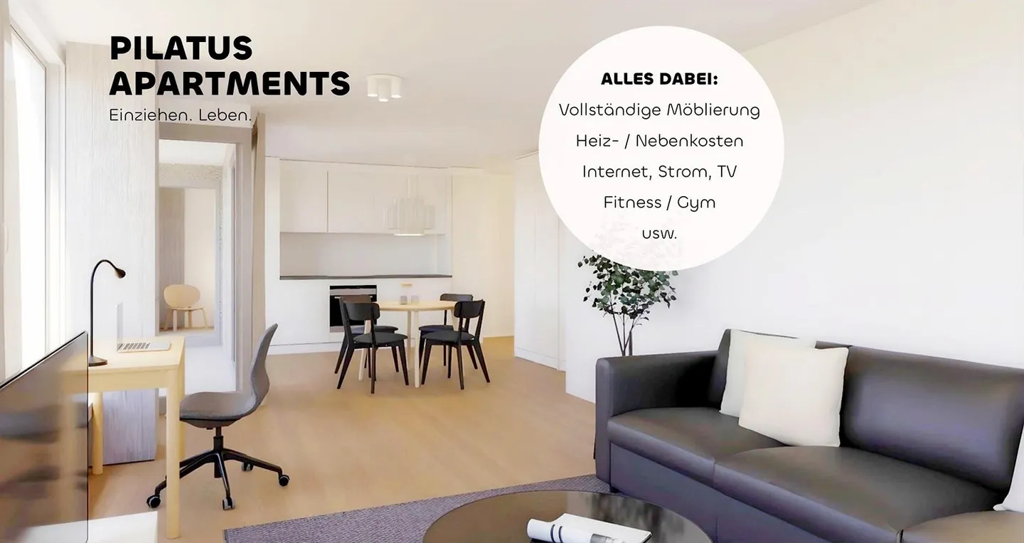Première occupation dans la tour Pilatus : Appartement meublé de 2,5 pièces - Photo 1 sur 8