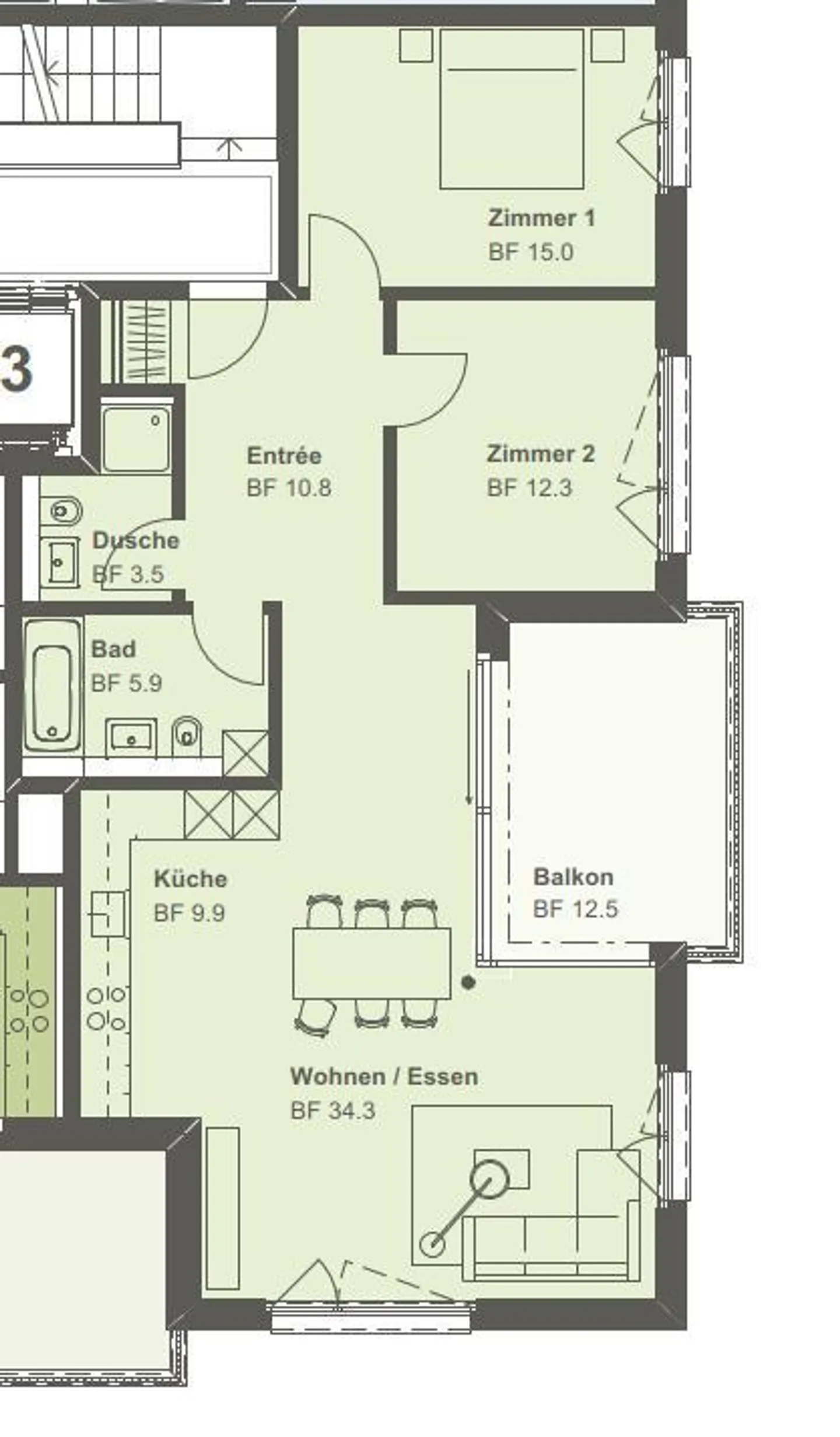 3.5 Zimmerwohnung in Giswil - Foto 6 von 6