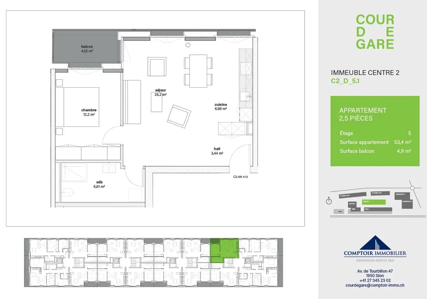 Appartement moderne Cour de Gare, Sion - Photo 6 sur 6