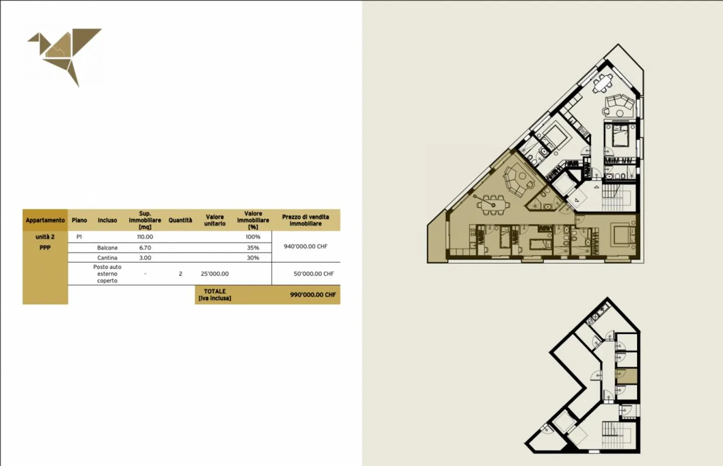 ORIGLIO RESIDENZA ORIGAMI · NOUVEAU APPARTEMENT DESIGN DE 4,5 CHAMBRES - Photo 8 sur 9