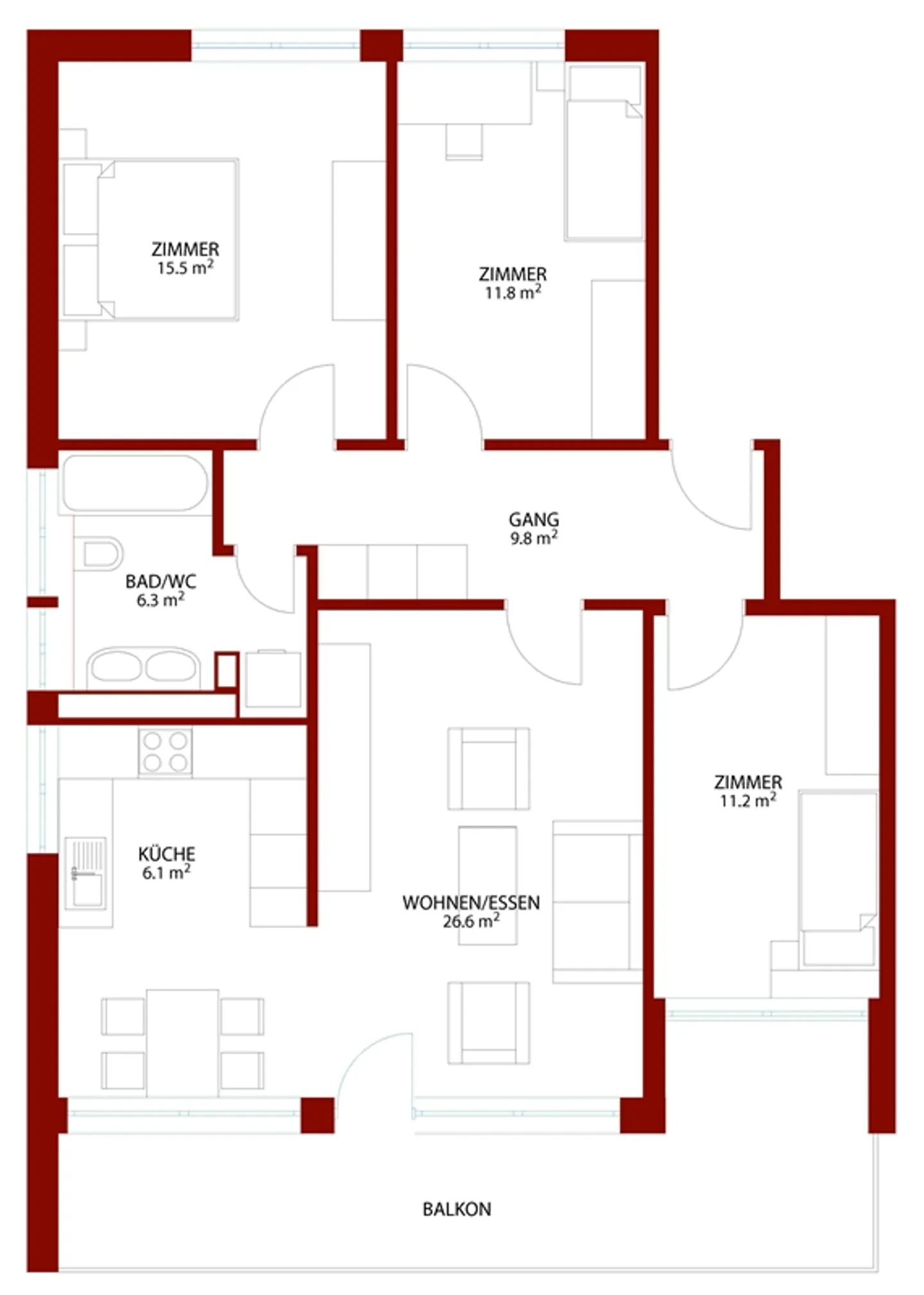 4.5 room apartment on the 1st floor with lake view - Photo 11 of 11