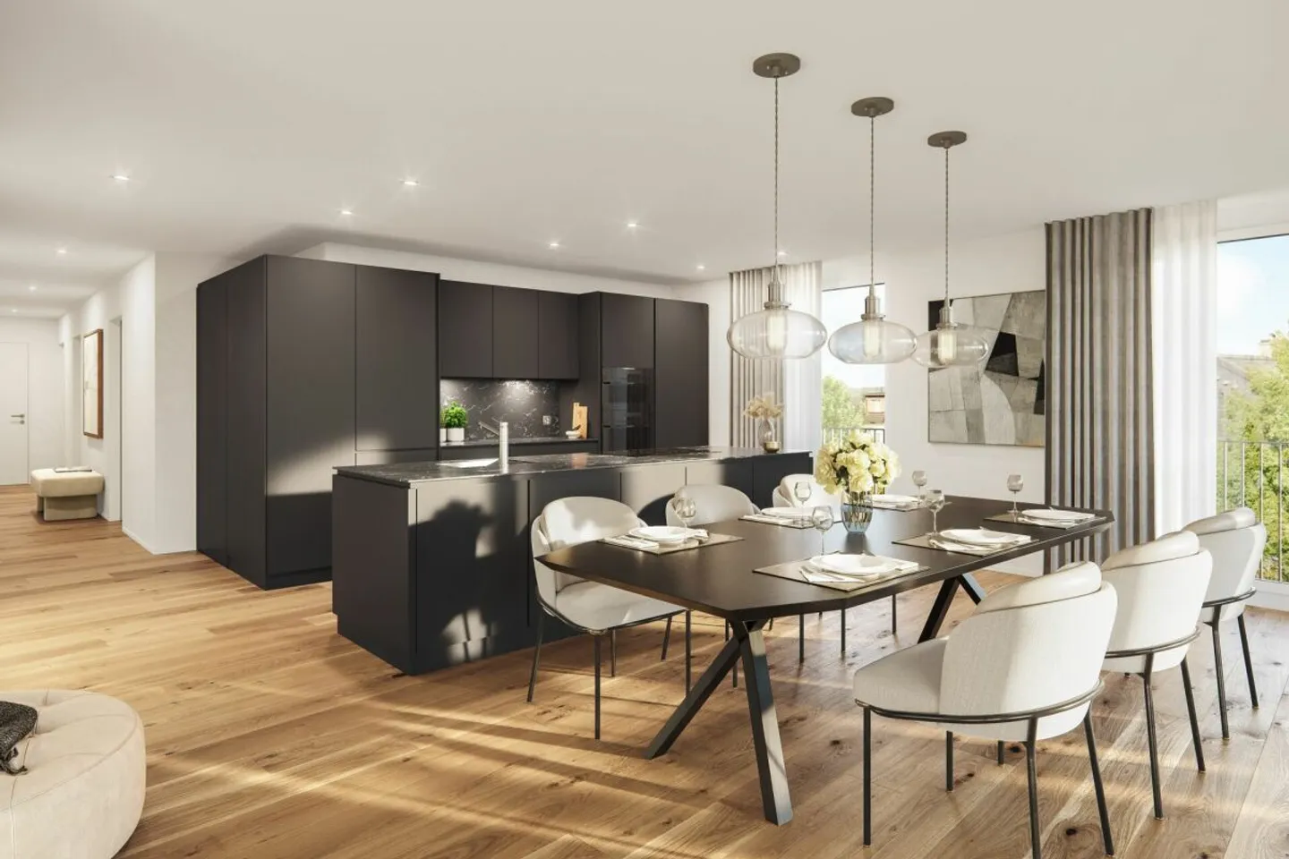 NEUBAU: 4.5-Zi. Gartenwohnung mit gedecktem Sitzplatz und riesiger Grünfläche - Foto 2 von 5