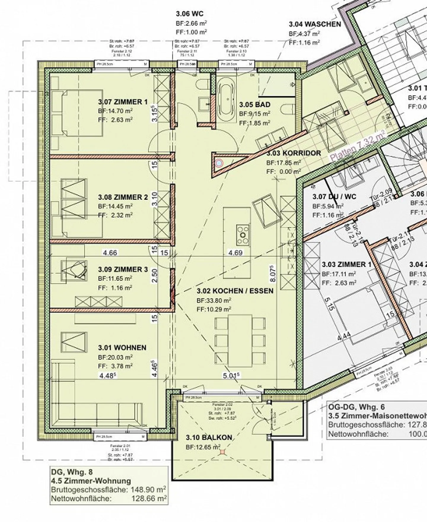Neubau 4.5-Zimmerwohnung DG zu vermieten - Foto 3 von 8