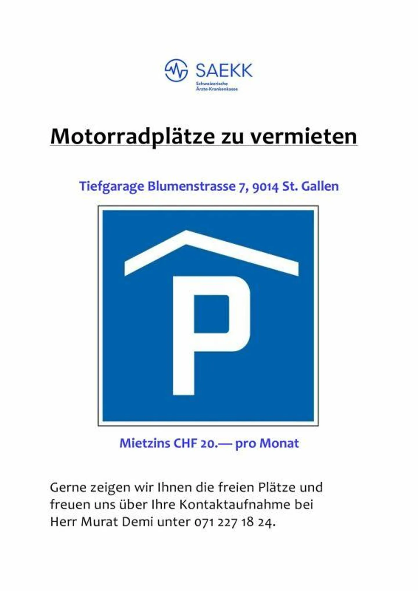 Place de moto dans le garage souterrain - Photo 1 sur 1