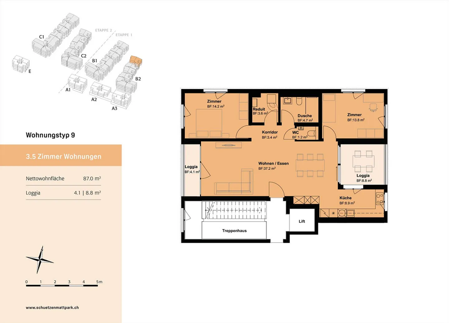 Condominio confortevole di 3,5 stanze con loggia pratica e tranquilla - Foto 9 di 10