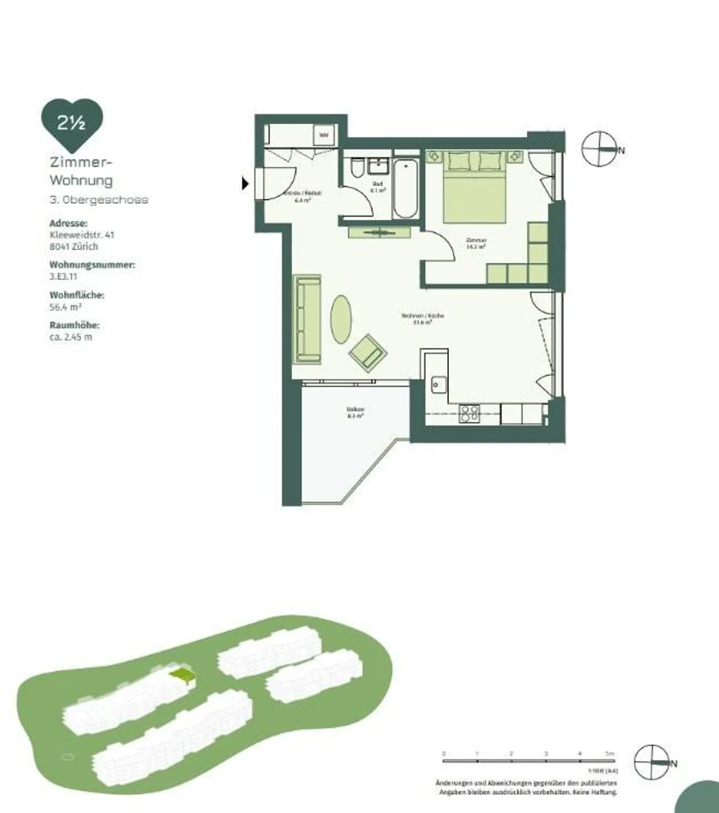 Moderne 2.5-Zimmer-Wohnung in Leimbach - Foto 2 von 7