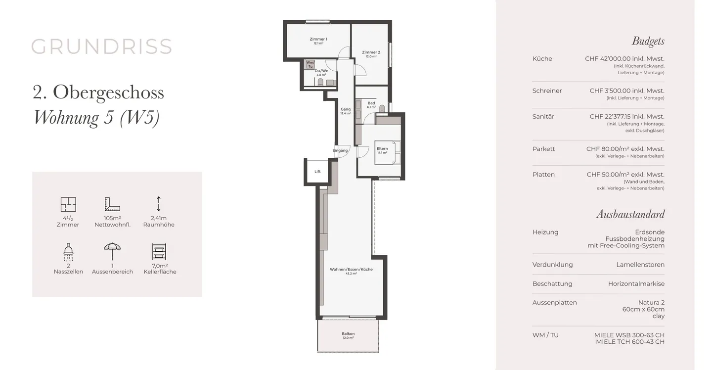 Urban living comfort redefined – 4.5 rooms with south-facing balcony and elegant room concept - Photo 6 of 8