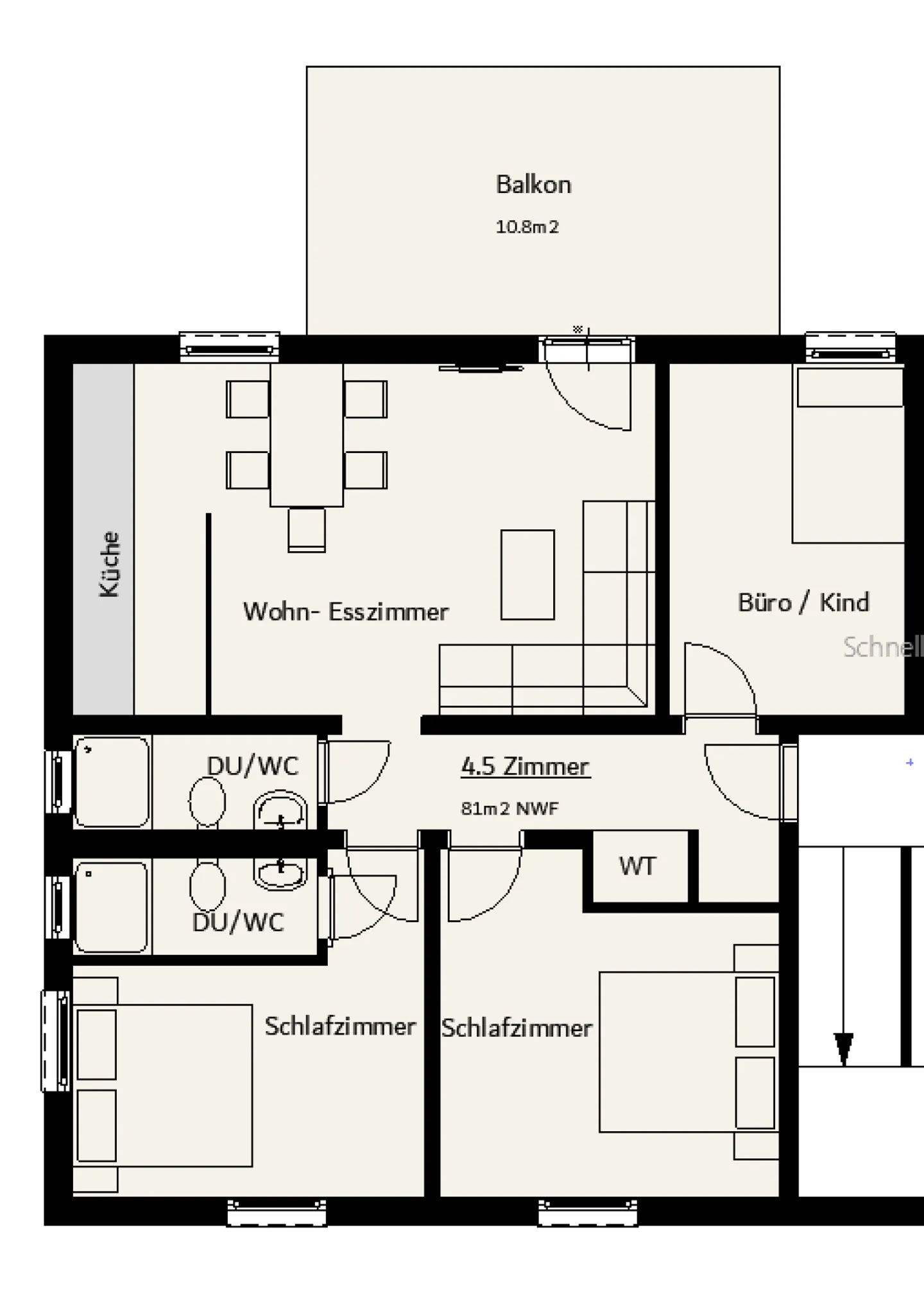 Appartement 4.5 pièces en emplacement central - Photo 7 sur 7